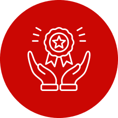 Hands holding award ribbon icon