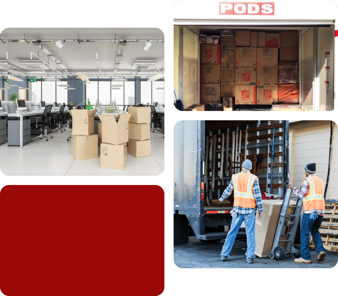 Man loading boxes into a truck in an office